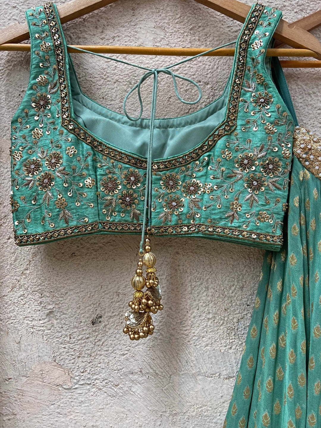 Jade Green Embroidered Lehenga Set Priti Sahni - Fabilicious Fashion