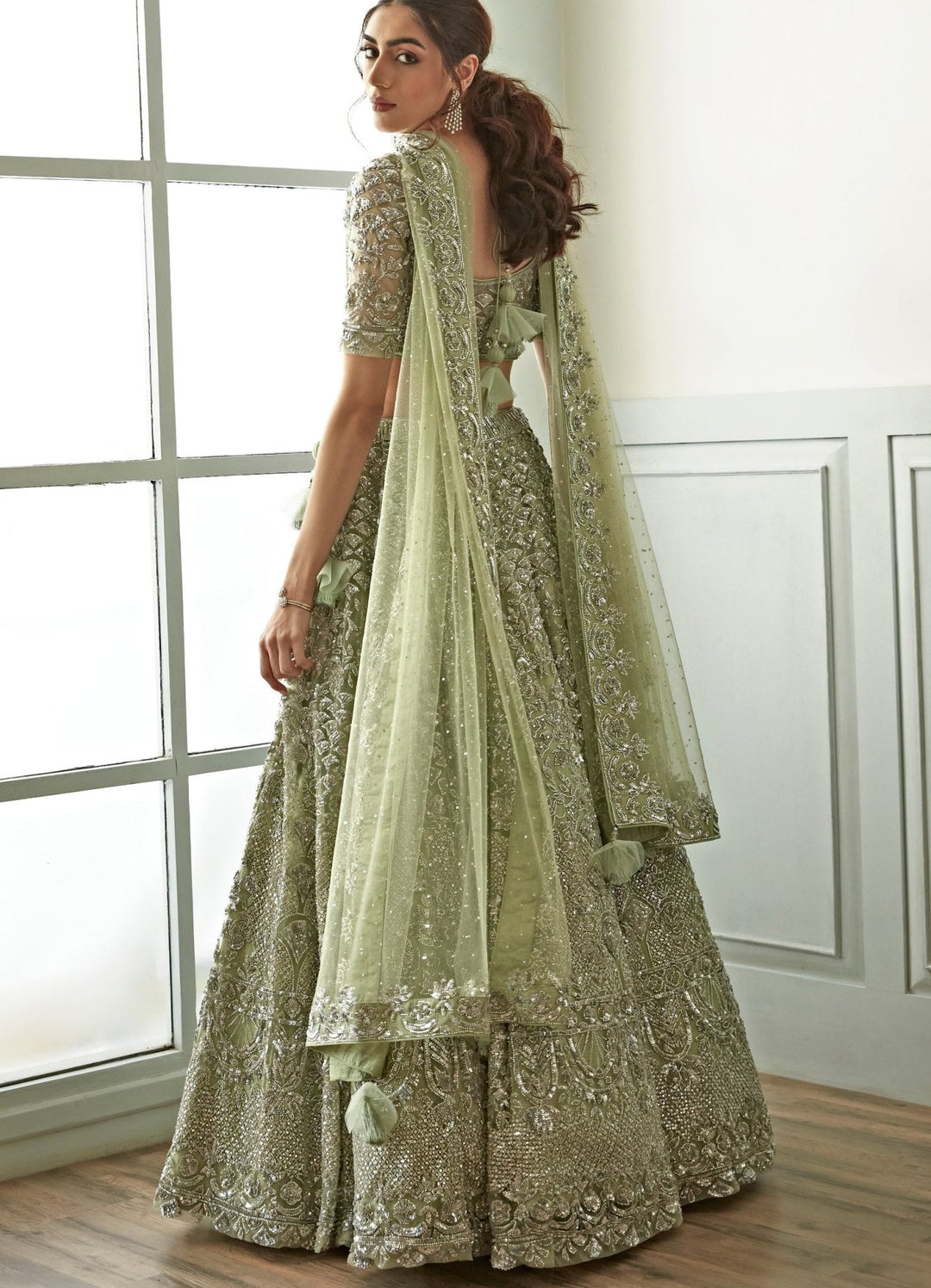 Jade Green Sequenced Lehenga Set Studio Iris - Fabilicious Fashion