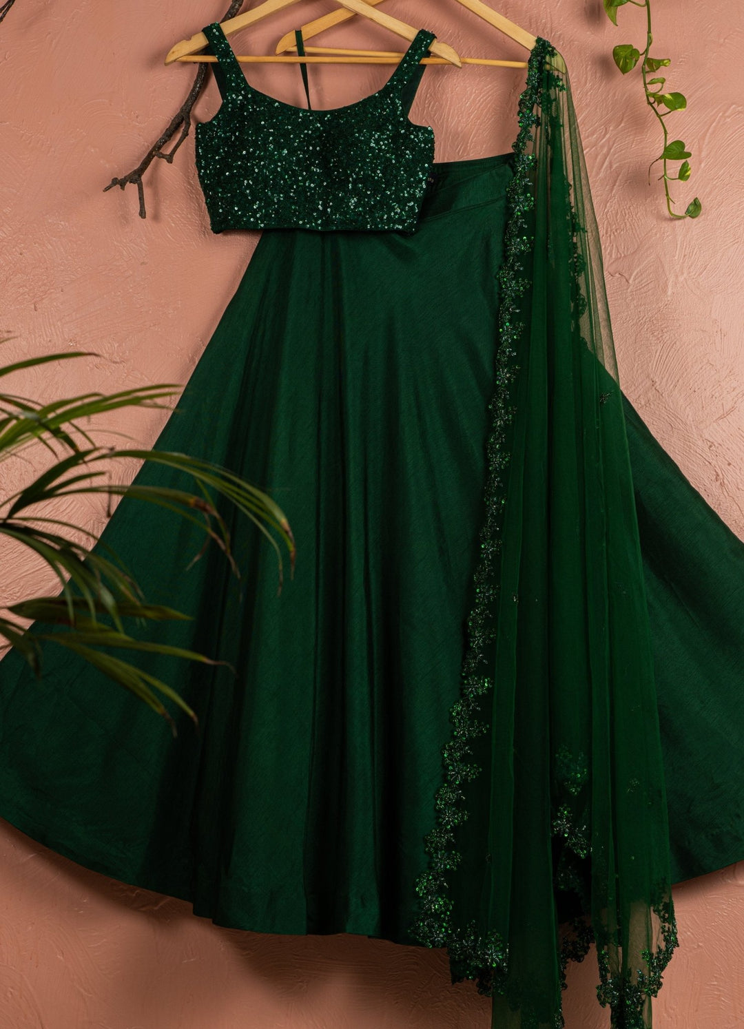 Jewelled Green Raw Silk Lehenga Set Anisha Shetty - Fabilicious Fashion