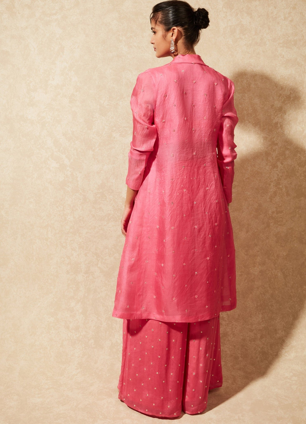 June Organza Trench Jacket And Flared Pants Chamee n Palak - Fabilicious Fashion