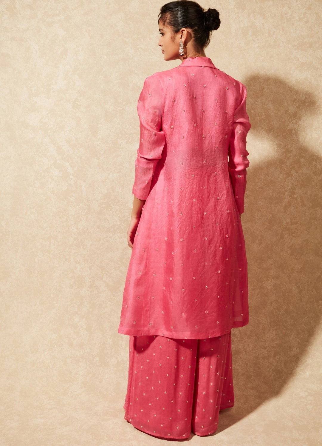 June Organza Trench Jacket And Flared Pants Chamee n Palak - Fabilicious Fashion