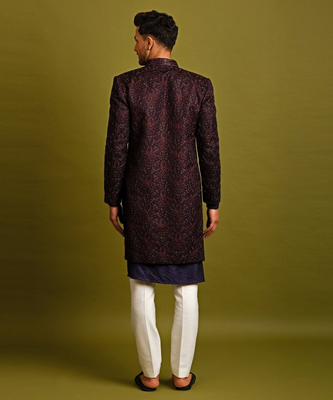 Kashmiri Embellished Open Achkan With Kurta Pyjama Chatenya Mittal - Fabilicious Fashion