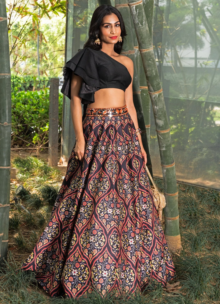 Kaya Multicolour Printed Lehenga Set Rashika Sharma - Fabilicious Fashion