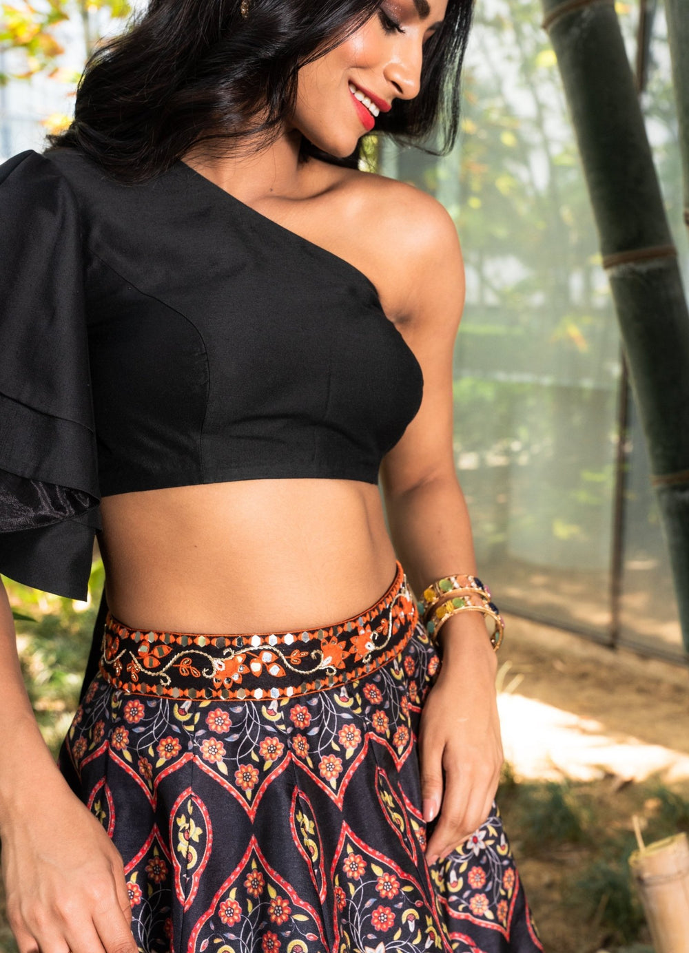 Kaya Multicolour Printed Lehenga Set Rashika Sharma - Fabilicious Fashion