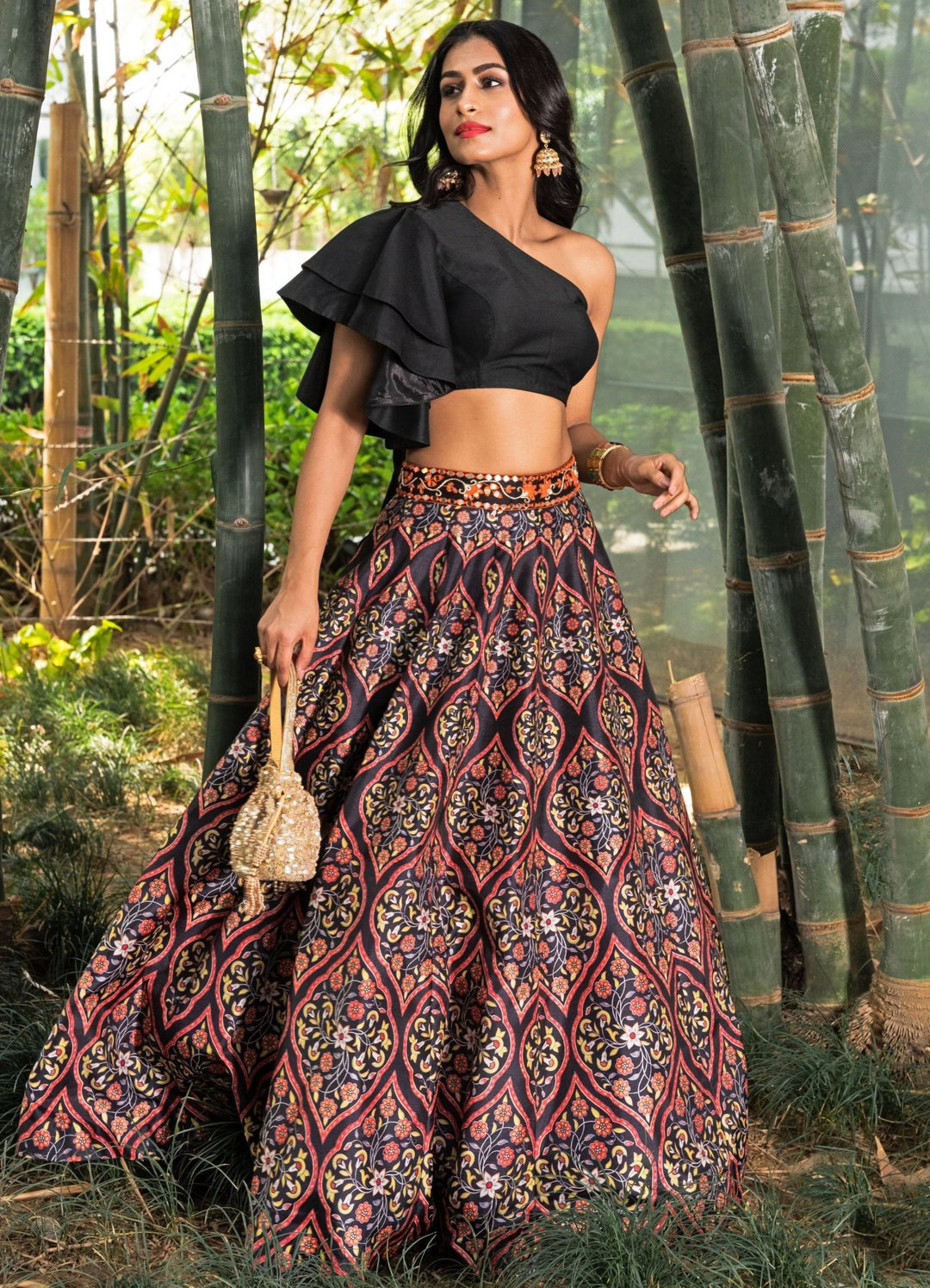 Kaya Multicolour Printed Lehenga Set Rashika Sharma - Fabilicious Fashion