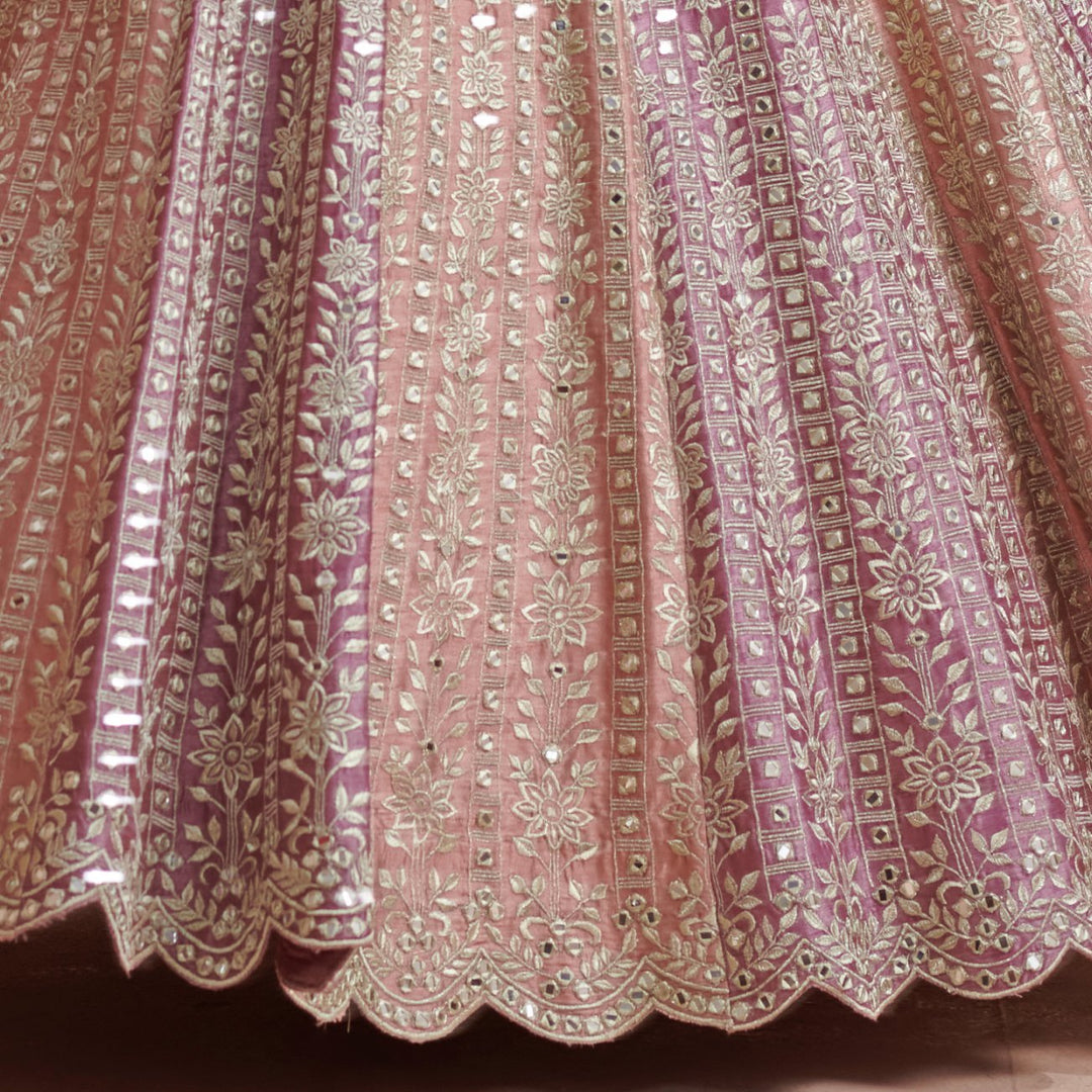 Kaynaat Plum and Rose Embroidered Lehenga Set Suhino - Fabilicious Fashion
