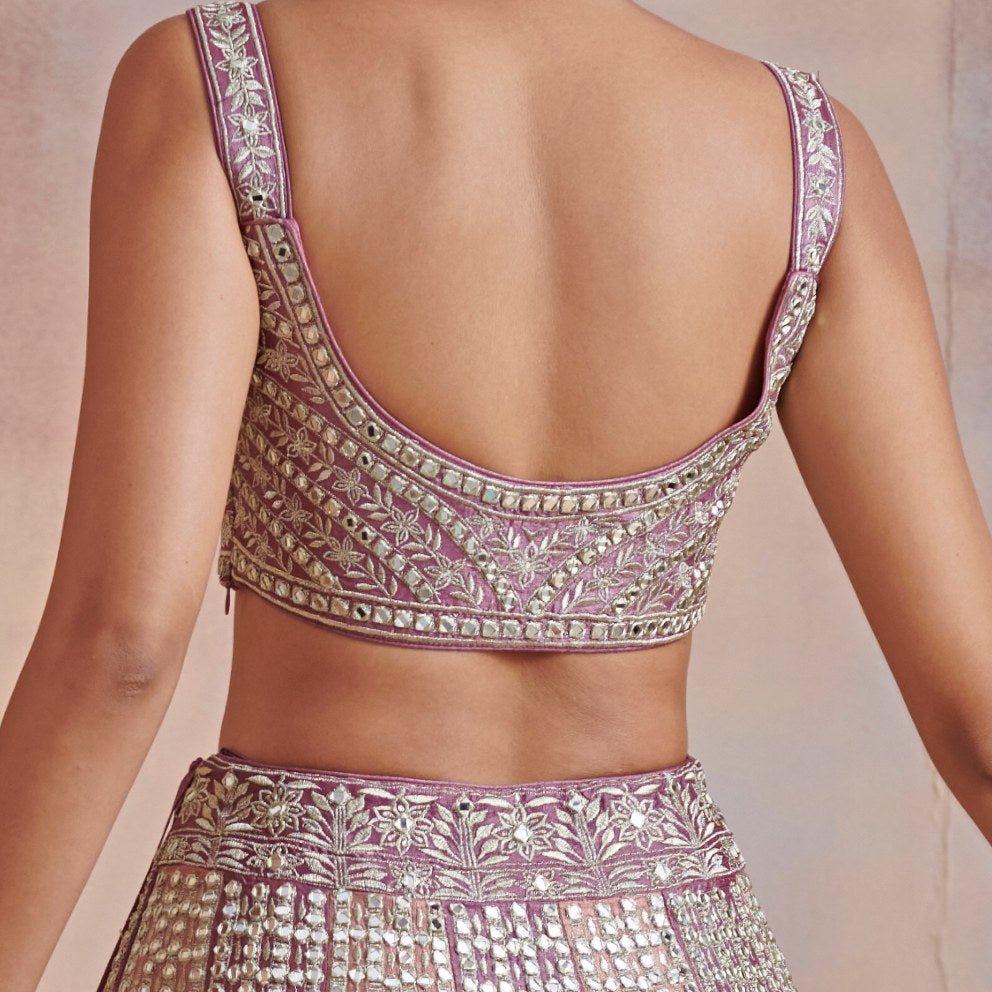 Kaynaat Plum and Rose Embroidered Lehenga Set Suhino - Fabilicious Fashion