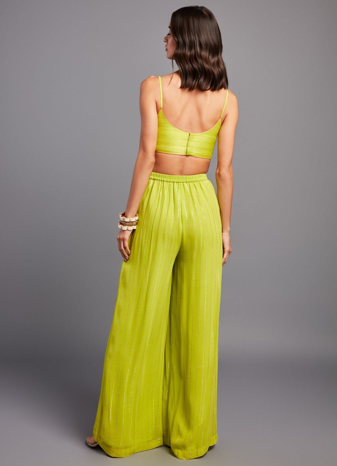 Kiyomi Lime Green Multi Hued Jacket Set Chamee n Palak - Fabilicious Fashion