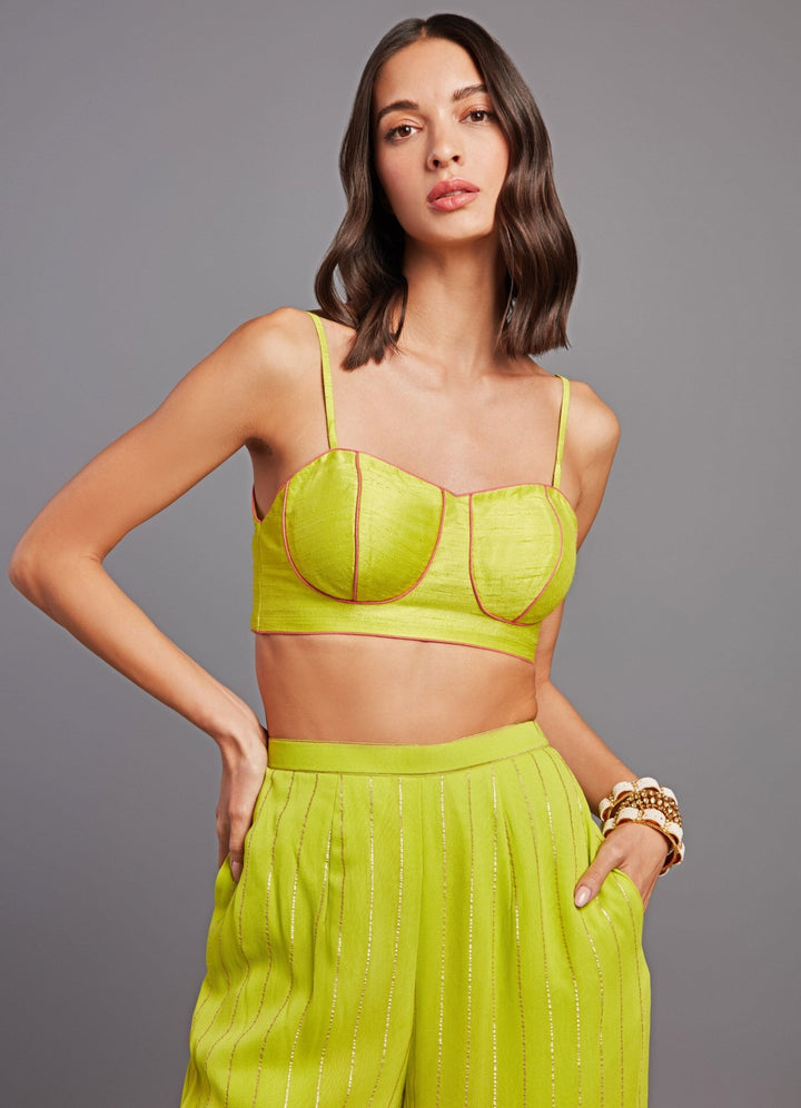 Kiyomi Lime Green Multi Hued Jacket Set Chamee n Palak - Fabilicious Fashion