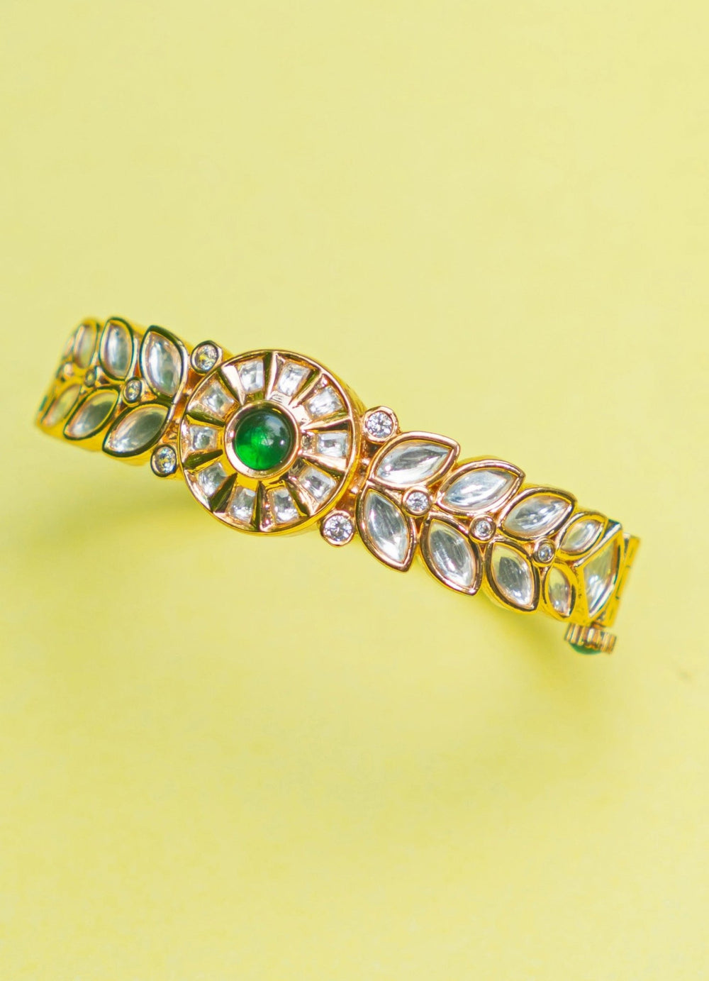 Kundan and Emerald Green Stone Kada Zevar by Geeta - Fabilicious Fashion