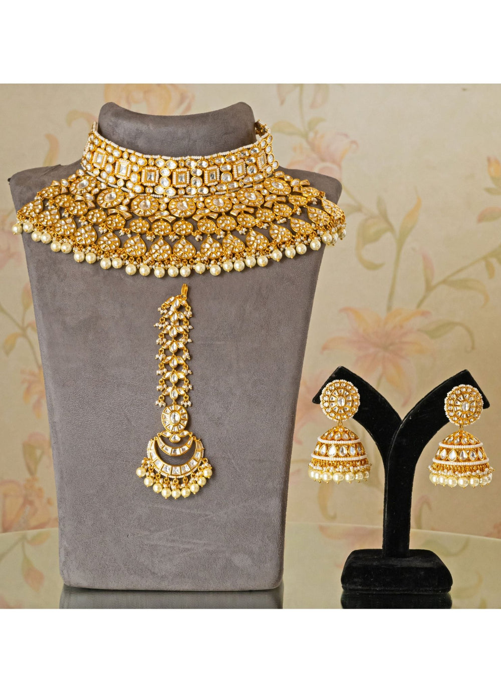 Kundan Bridal Necklace and Mangtikka Rani Set Zevar by Geeta - Fabilicious Fashion