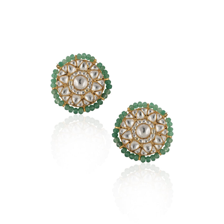 Kundan Choker Set With Green Beads and Green Studs Riana by Shikha Jindal - Fabilicious Fashion