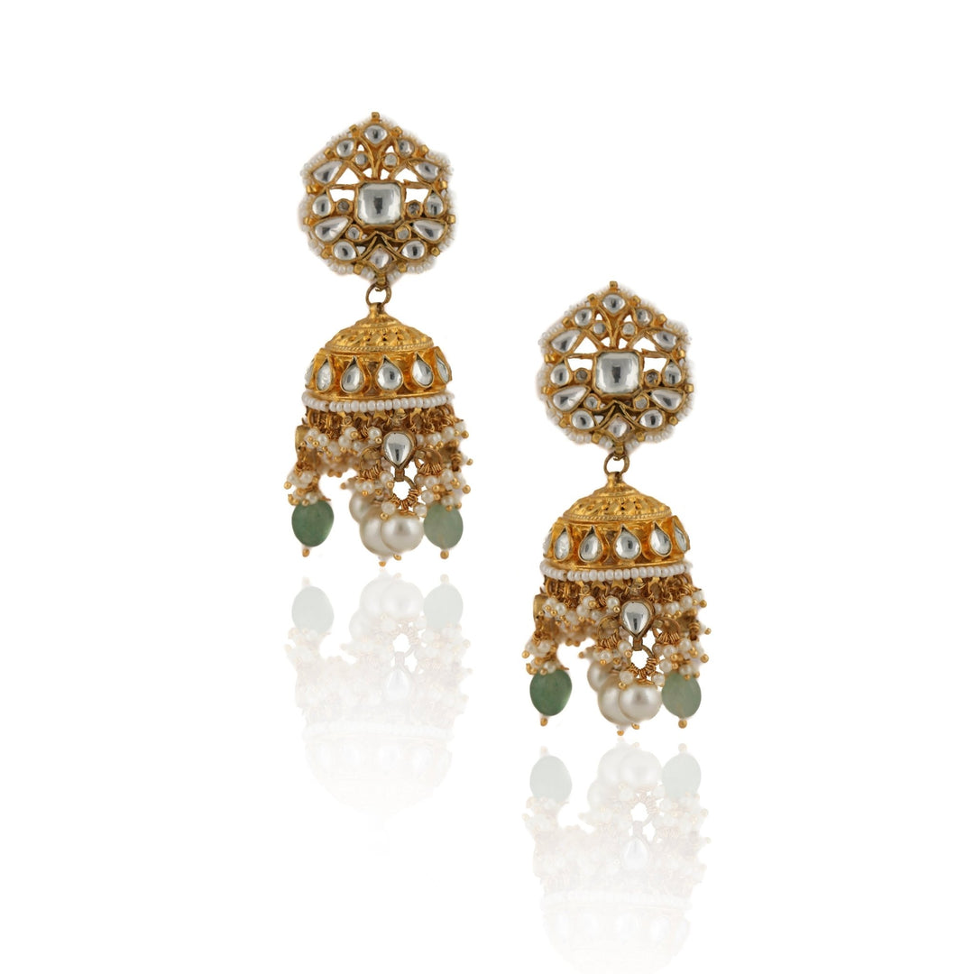 Kundan Necklace Set With Pearl And Sea Green Beads Riana by Shikha Jindal - Fabilicious Fashion