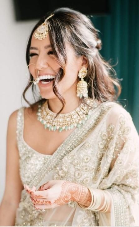 Kundan Necklace Set With Pearl And Sea Green Beads Riana by Shikha Jindal - Fabilicious Fashion