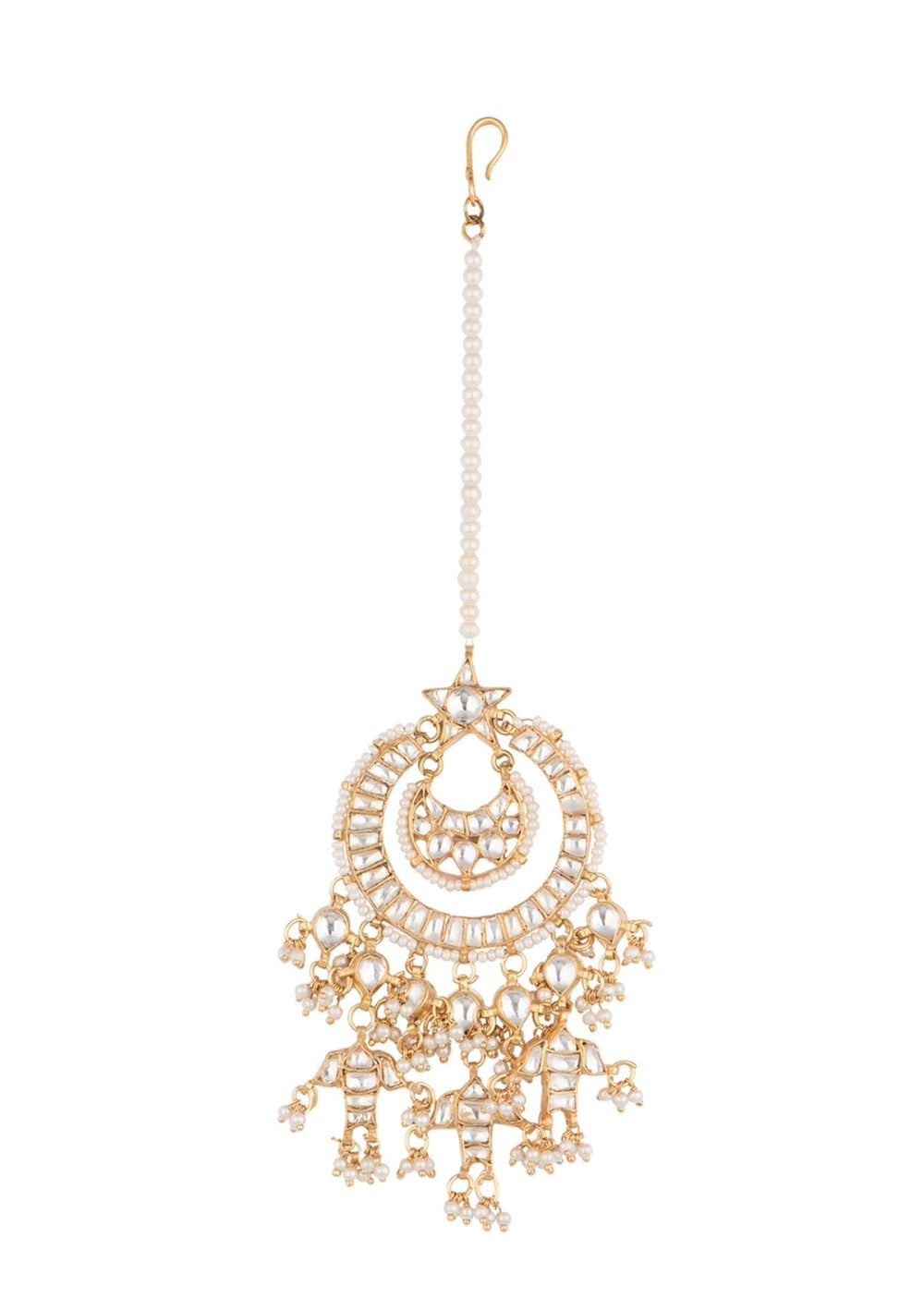 Kundan Star Tikka with Tiny Pearl Beads Riana by Shikha Jindal - Fabilicious Fashion