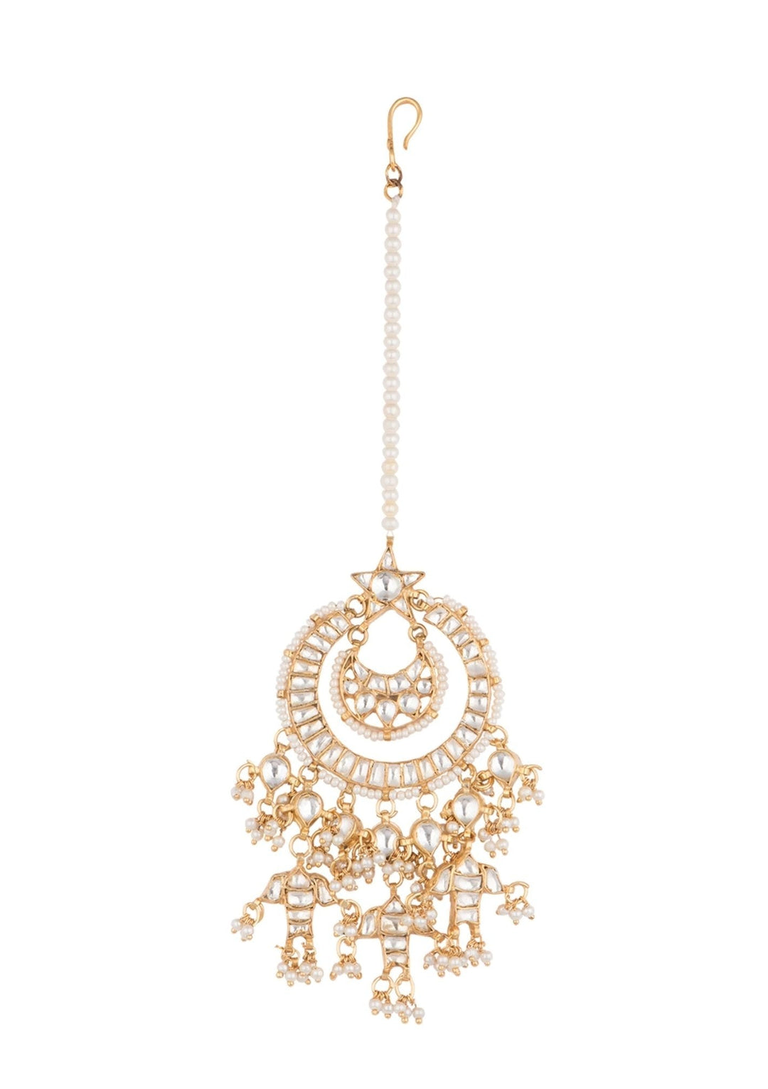 Kundan Star Tikka with Tiny Pearl Beads Riana by Shikha Jindal - Fabilicious Fashion