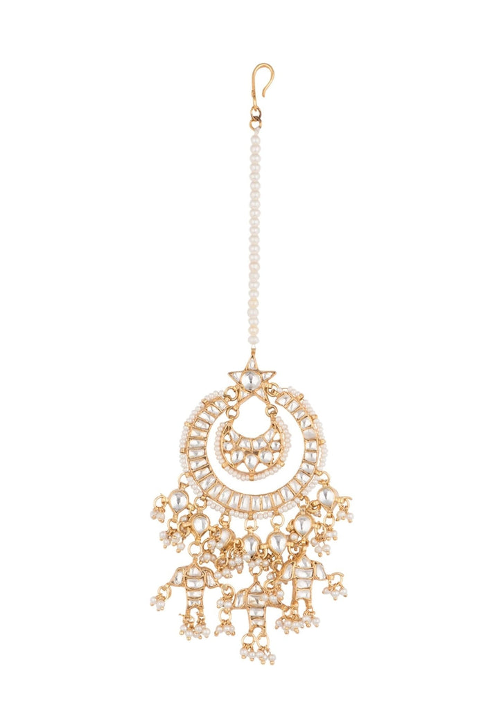 Kundan Star Tikka with Tiny Pearl Beads Riana by Shikha Jindal - Fabilicious Fashion