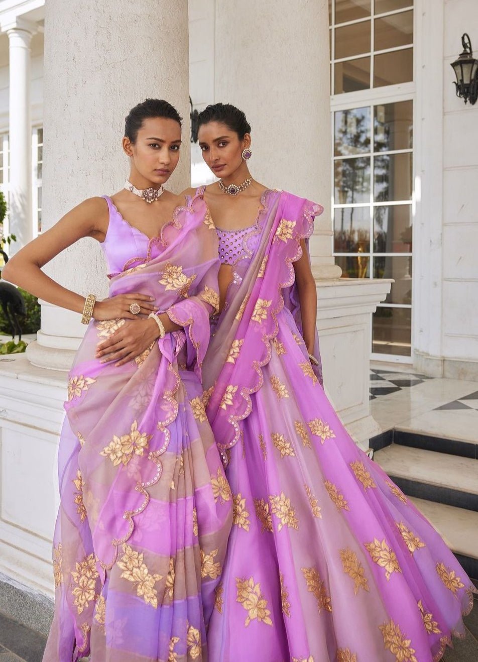 Lavender And Rose Gold Embroidered Lehenga With Sequinned Blouse Vvani by Vani Vats - Fabilicious Fashion