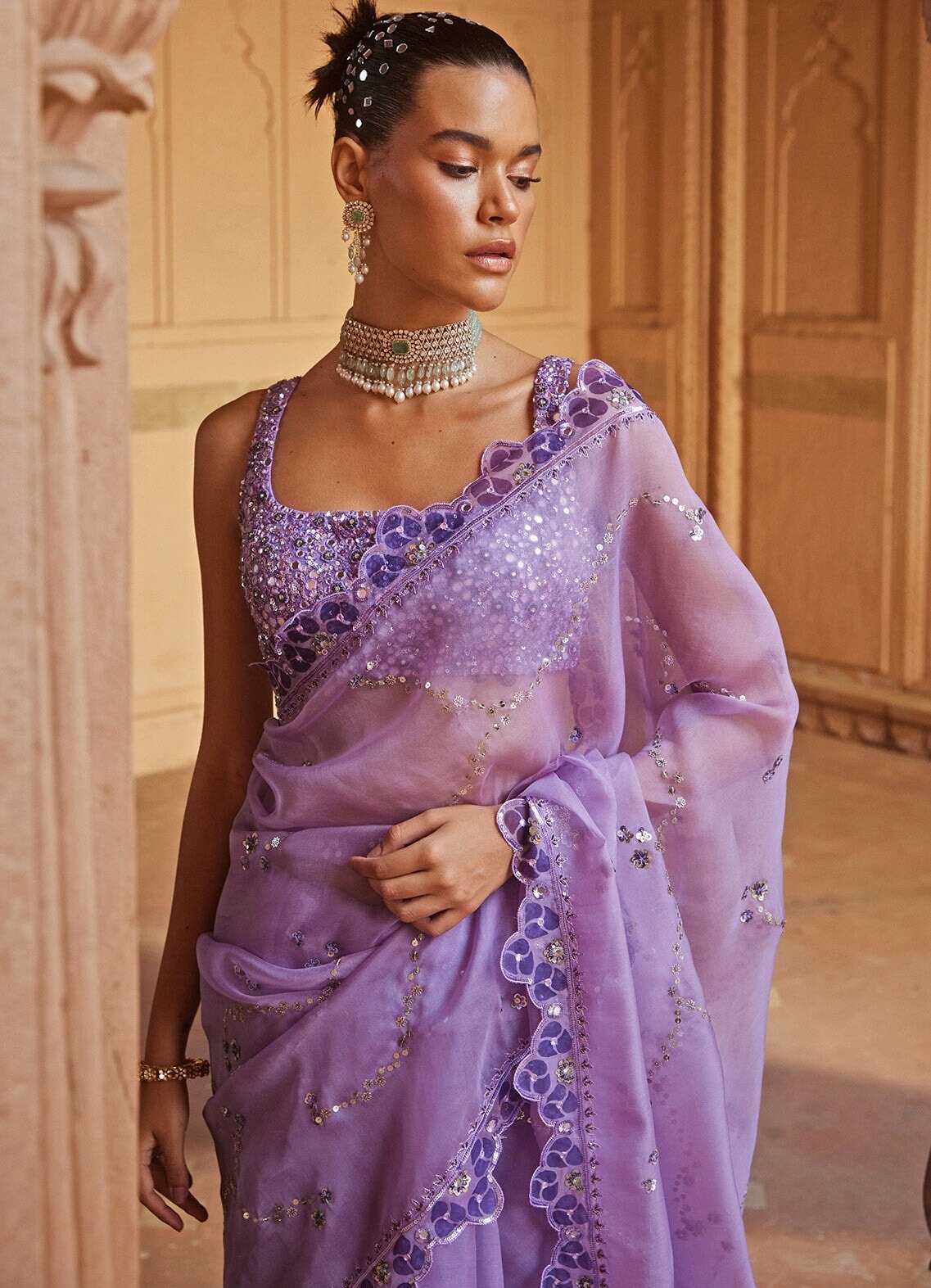Lavender Saree Matching Jewellery For Purple Saree Lavender