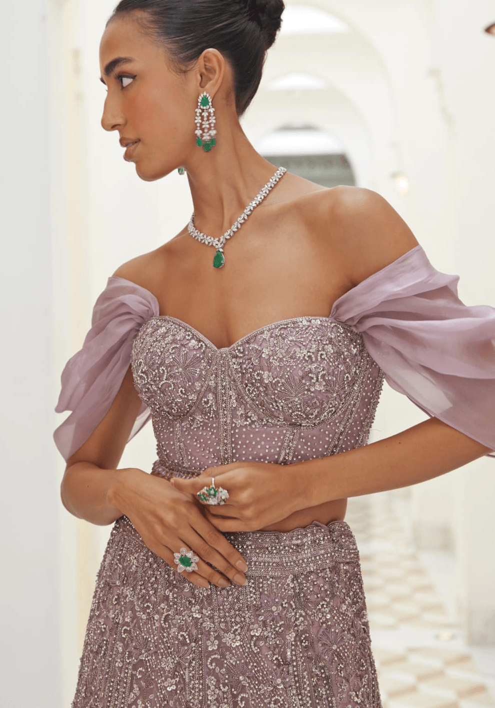 Lavender Embroidered Bridal Lehenga Set Nitika Gujral - Fabilicious Fashion