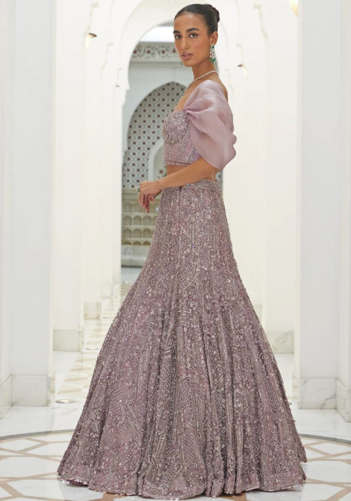 Lavender Embroidered Bridal Lehenga Set Nitika Gujral - Fabilicious Fashion