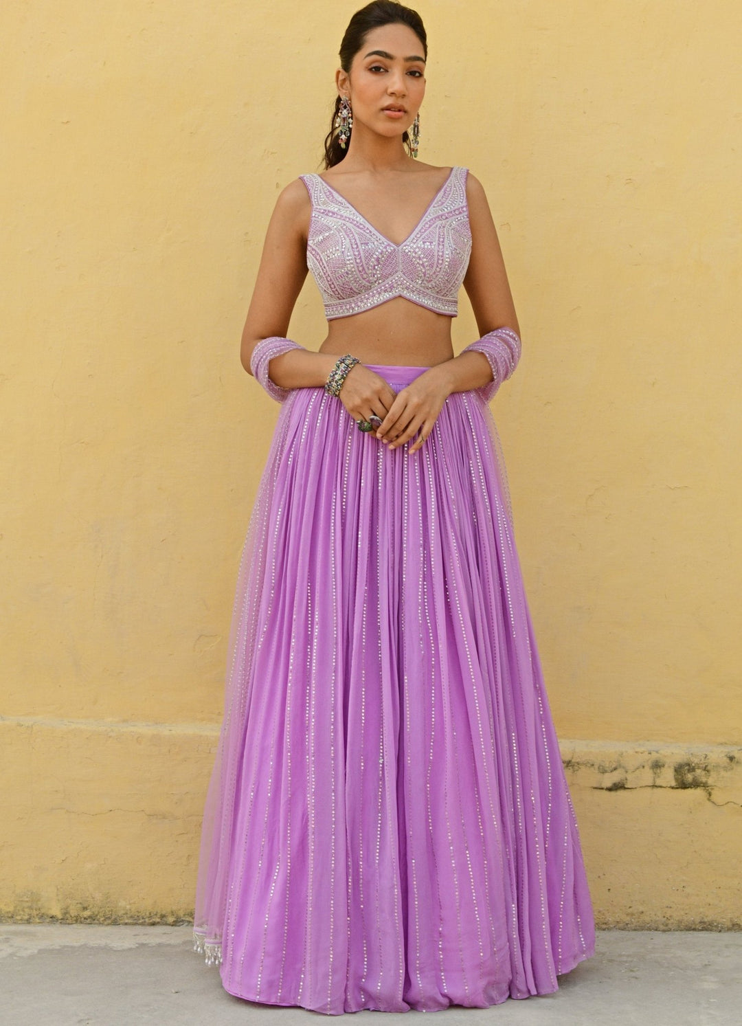 Chamee and Palak Lavender Sequence Lehenga SetFabilicious Fashion