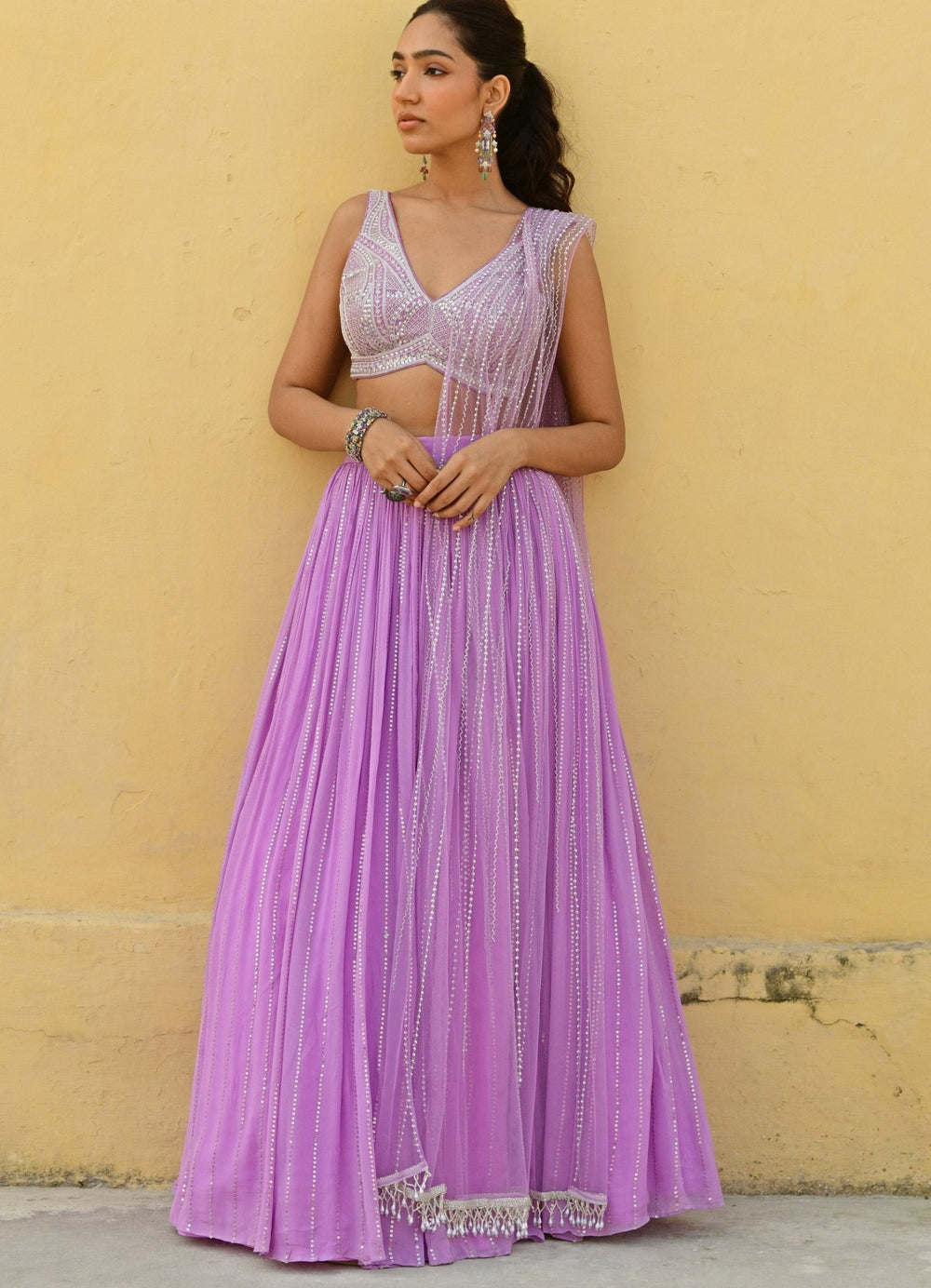 Chamee and Palak Lavender Sequence Lehenga SetFabilicious Fashion