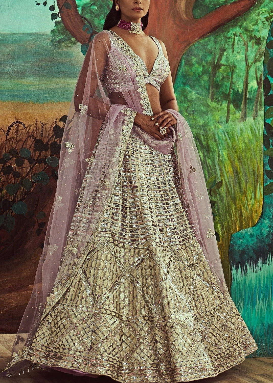 Lavender Sequins Lehenga Set Angad Singh - Fabilicious Fashion