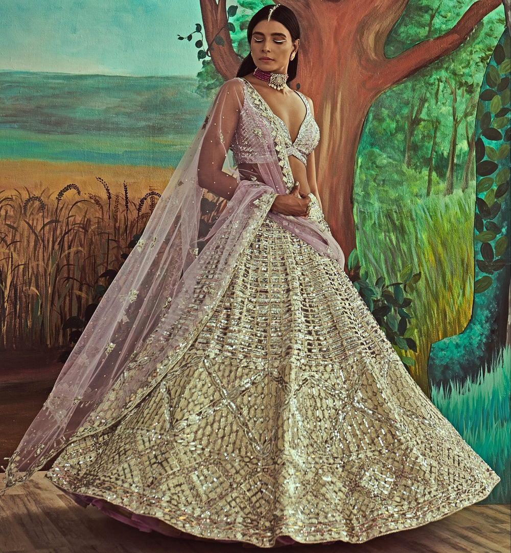Lavender Sequins Lehenga Set Angad Singh - Fabilicious Fashion