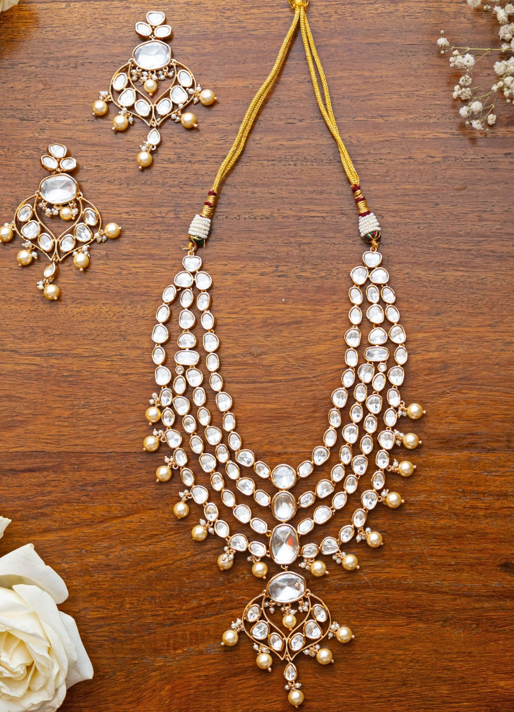Layered Long Kundan Polki Necklace Zevar by Geeta - Fabilicious Fashion