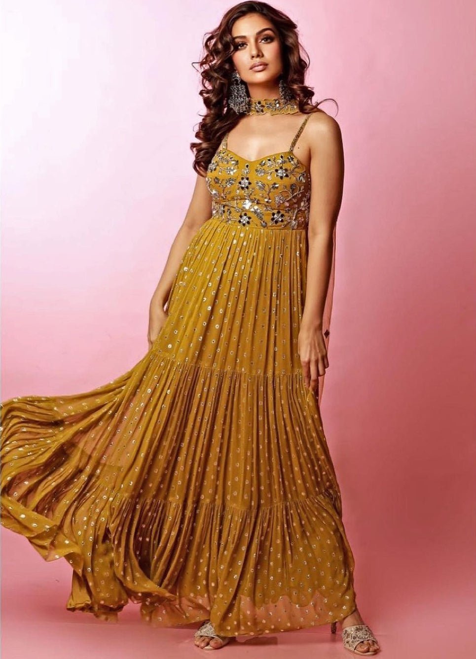 Lemon Green Corset Anarkali Set Silky Bindra - Fabilicious Fashion
