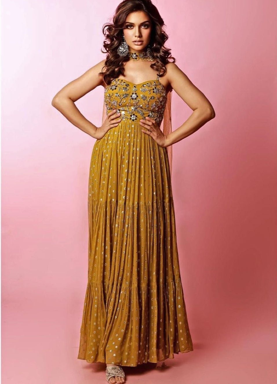 Lemon Green Corset Anarkali Set Silky Bindra - Fabilicious Fashion