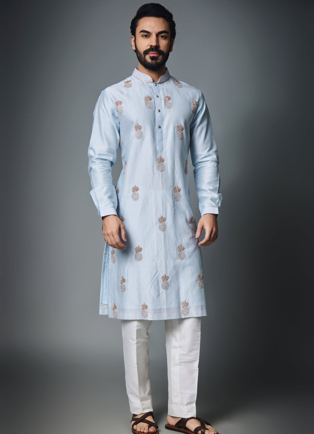 Light Blue Kurta With Pant Set Chatenya Mittal - Fabilicious Fashion