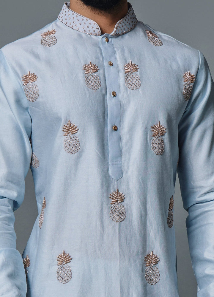 Light Blue Kurta With Pant Set Chatenya Mittal - Fabilicious Fashion