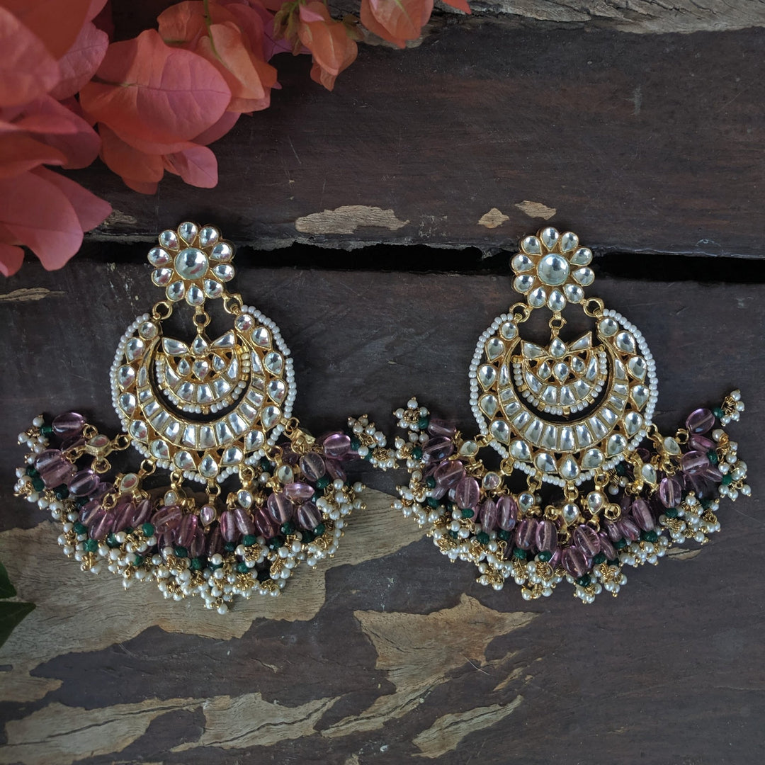 Light Pink Bead Necklace Set With Earrings Riana by Shikha Jindal - Fabilicious Fashion