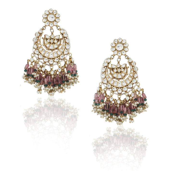 Light Pink Bead Necklace Set With Earrings Riana by Shikha Jindal - Fabilicious Fashion