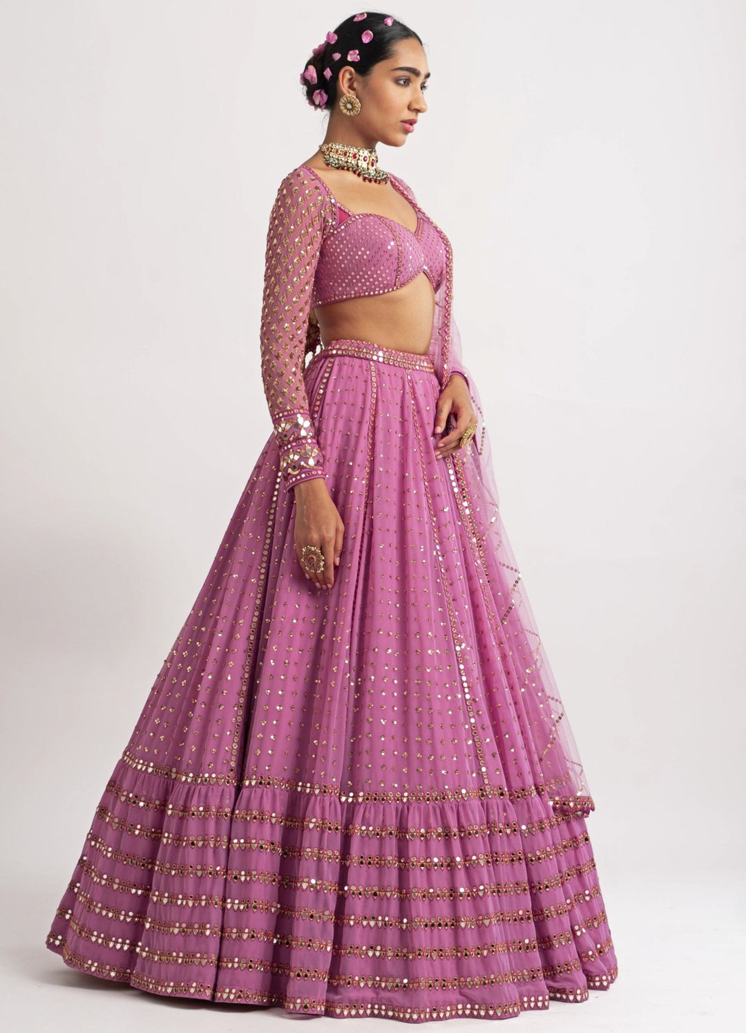 Lilac Blush Single Tier Lehenga Set Vvani by Vani Vats - Fabilicious Fashion