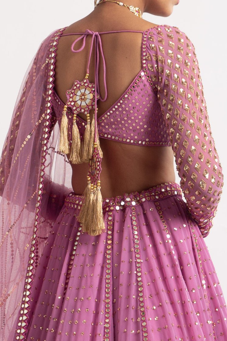 Lilac Blush Single Tier Lehenga Set Vvani by Vani Vats - Fabilicious Fashion
