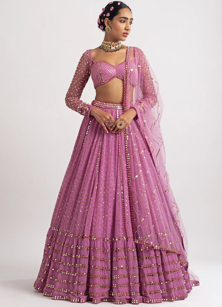 Lilac Blush Single Tier Lehenga Set Vvani by Vani Vats - Fabilicious Fashion