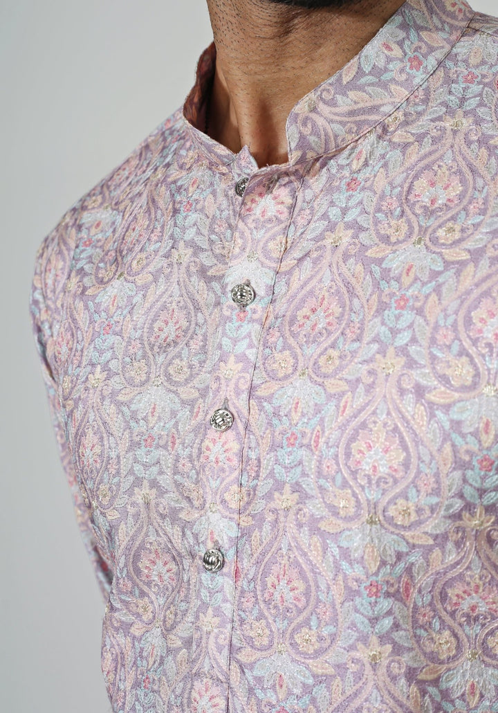 Lilac Embroidered Kurta Set Chatenya Mittal - Fabilicious Fashion