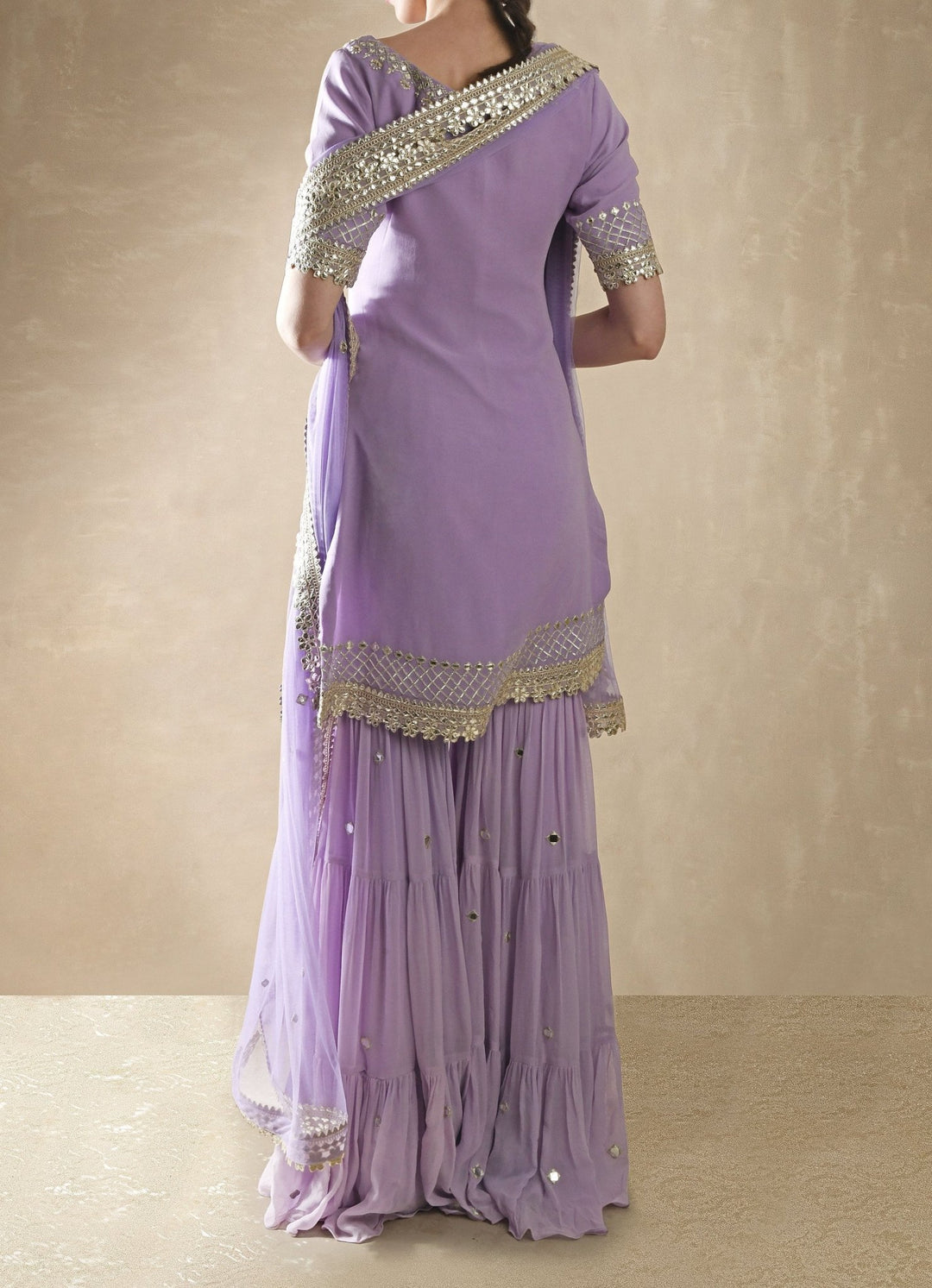 Lilac Georgette Kurta Sharara Set Renee - Fabilicious Fashion