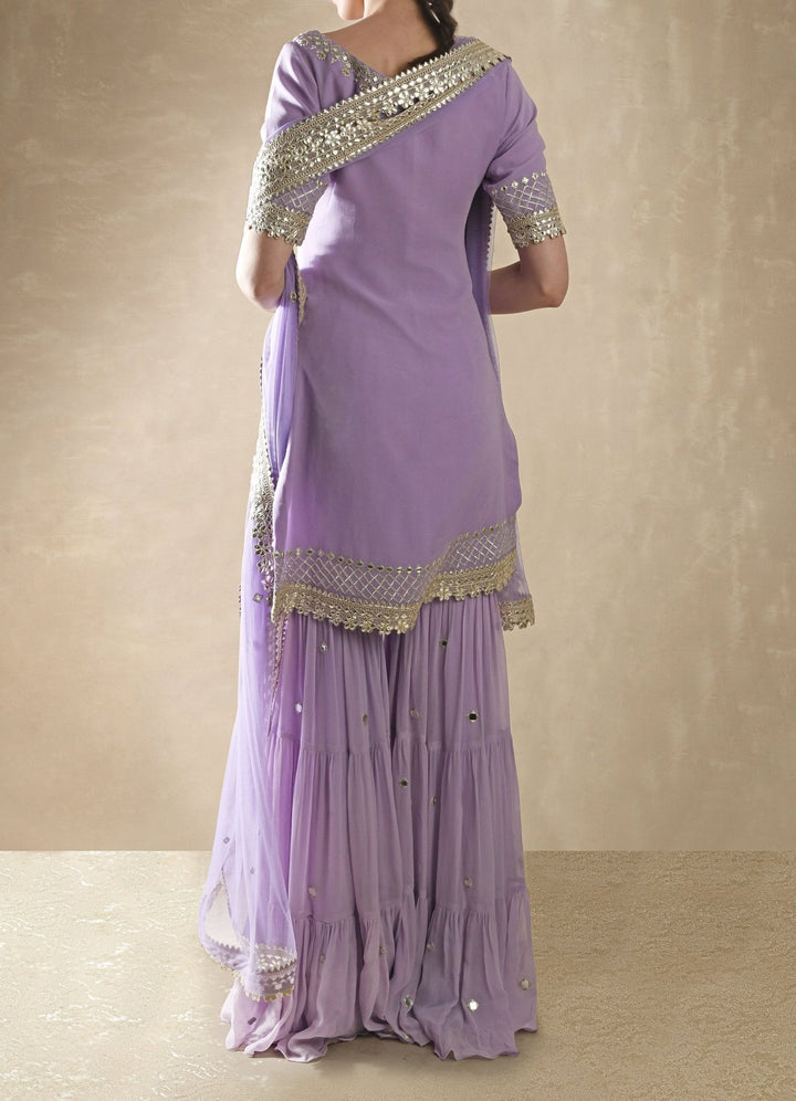 Lilac Georgette Kurta Sharara Set Renee - Fabilicious Fashion