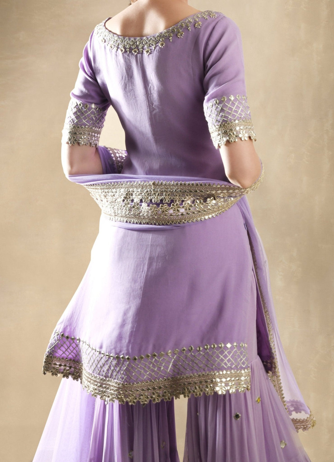 Lilac Georgette Kurta Sharara Set Renee - Fabilicious Fashion