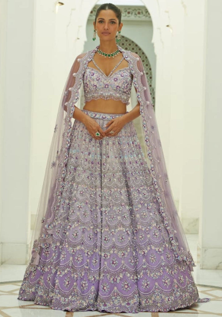 Lilac Ombre Bridal Lehenga Set Nitika Gujral - Fabilicious Fashion