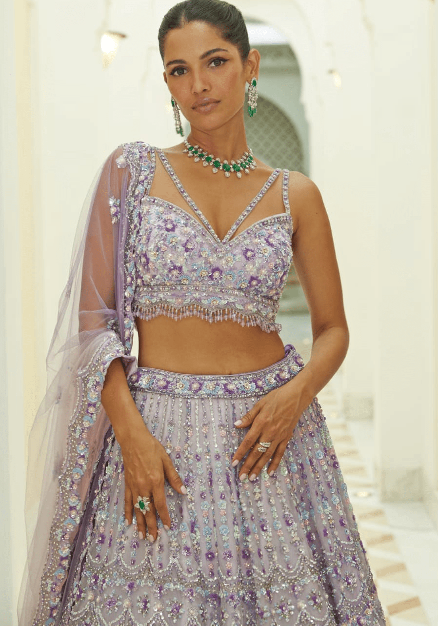 Lilac Ombre Bridal Lehenga Set Nitika Gujral - Fabilicious Fashion