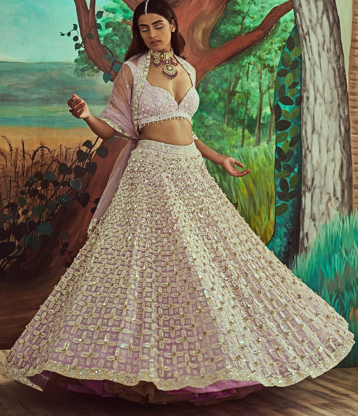Lilac Pearl Lehenga Set Angad Singh - Fabilicious Fashion