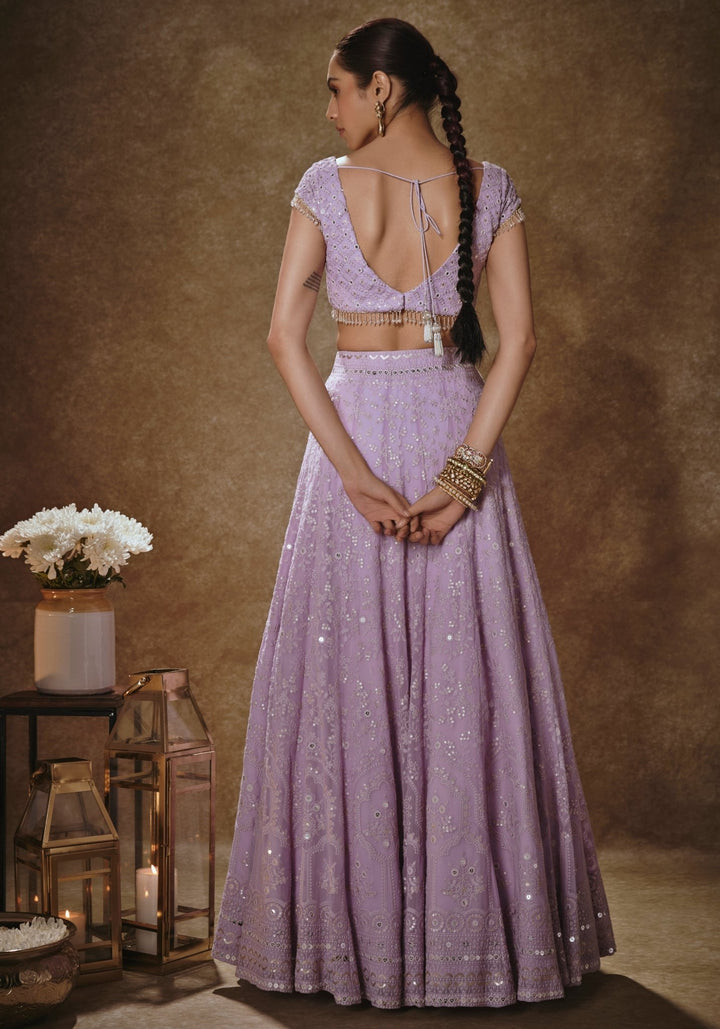 Lilac Threadwork Lehenga Set Renee Label - Fabilicious Fashion