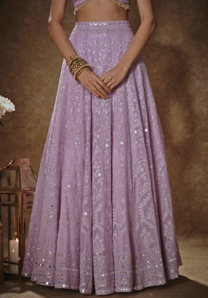 Lilac Threadwork Lehenga Set Renee Label - Fabilicious Fashion