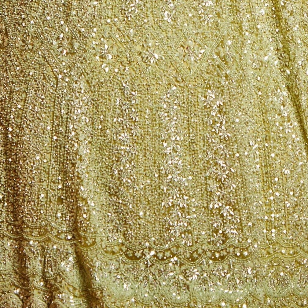 Lime Green Hued Sequinned and Crystal Lehenga Set Nitika Gujral - Fabilicious Fashion