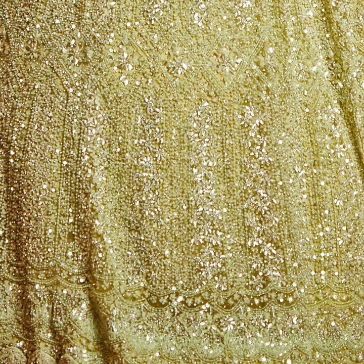 Lime Green Hued Sequinned and Crystal Lehenga Set Nitika Gujral - Fabilicious Fashion